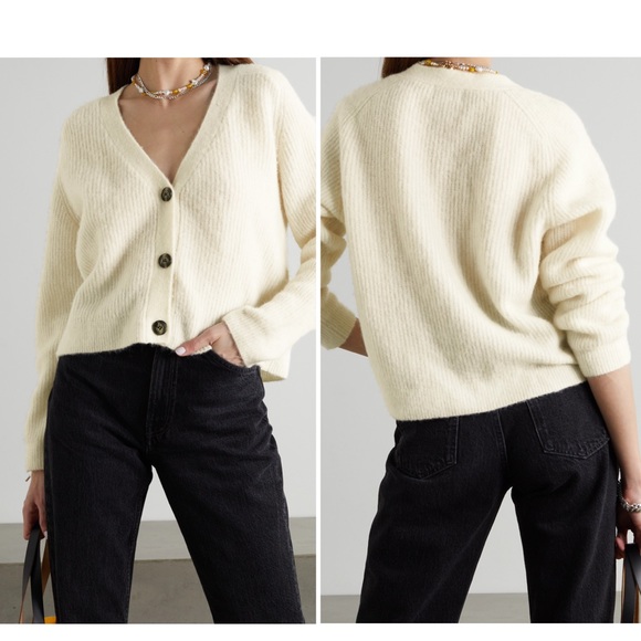 GANNI Ribbed-knit Caridgan Alpaca & wool blended NWT - Picture 3 of 16